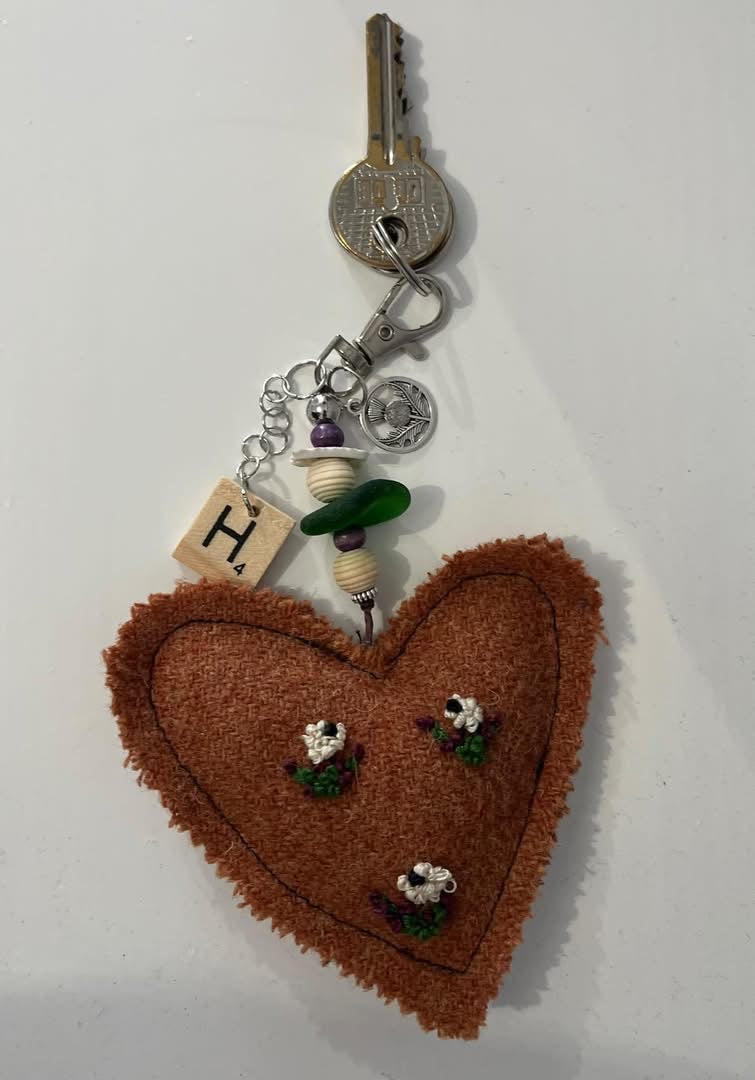 Harris Tweed Heart Key Fob – Handmade Scottish Gift